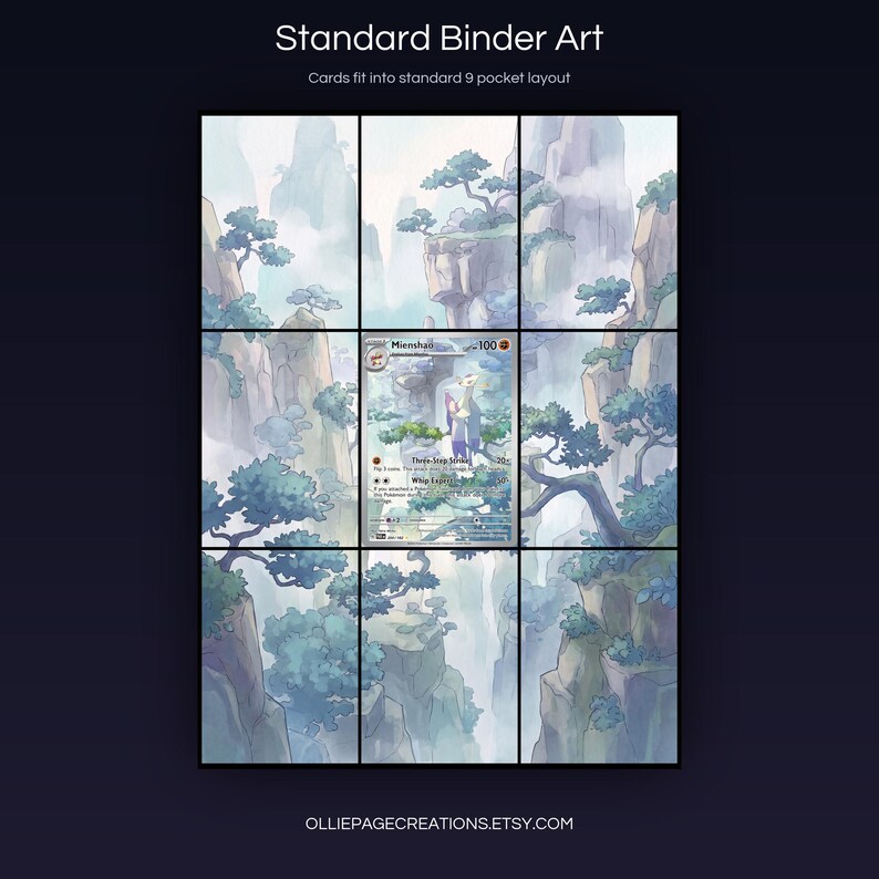 Mienshao 200/182 extended art 3x3 grid layout, full 9-pocket binder page display printable, Paradox Rift collector insert