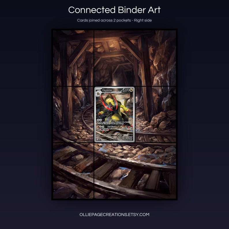 Haxorus 147/086 connected binder art joining across two pockets, right side, printable extended card display for 9-pocket binders