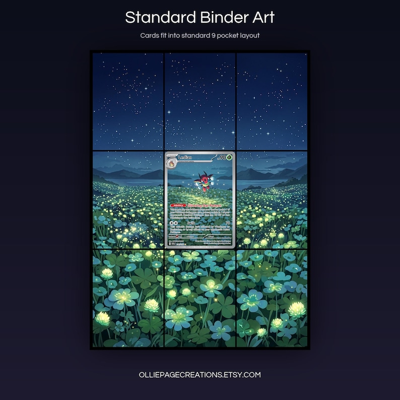 Ledian 144/142 extended art 3x3 grid layout, full 9-pocket binder page display printable, Stellar Crown collector insert