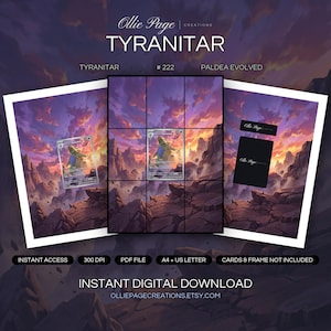 Tyranitar 222/193 Binder Art + Framable Print Bundle | Extended Art 9-Pocket Display | 8x10 5x7 4x6 | Paldea Evolved