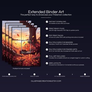 Collector bundle feature overview for Tepig extended binder art — binder page grids plus 8x10, 5x7, 4x6 and PSA-style framed prints, 300 DPI instant digital download