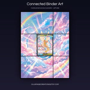 Mega Dragonite EX 290/217 connected binder art joining across two pockets, left side, printable extended card display for 9-pocket binders