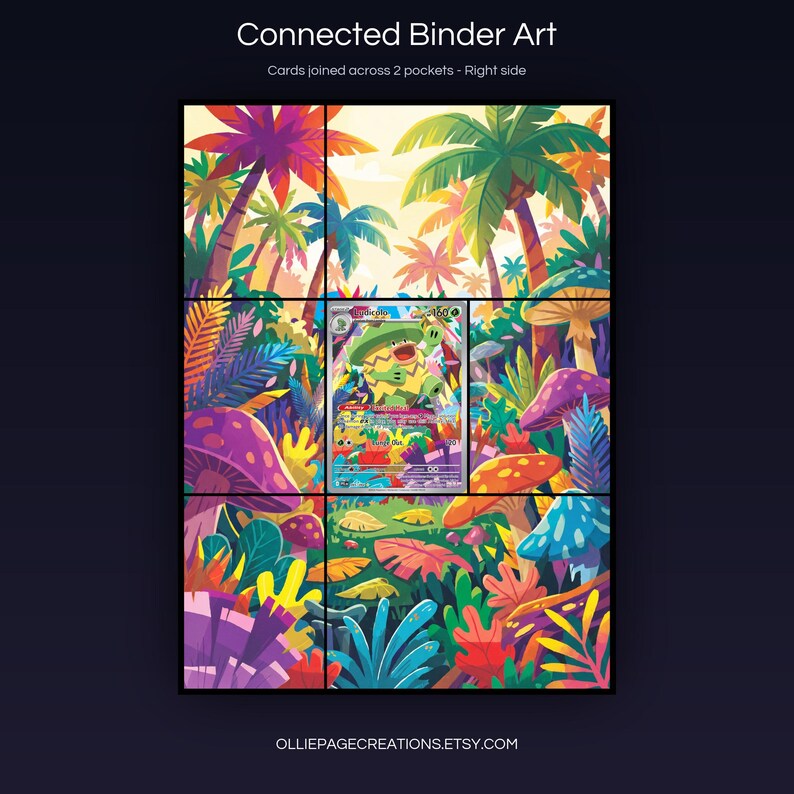 Ludicolo 095/094 connected binder art joining across two pockets, right side, printable extended card display for 9-pocket binders