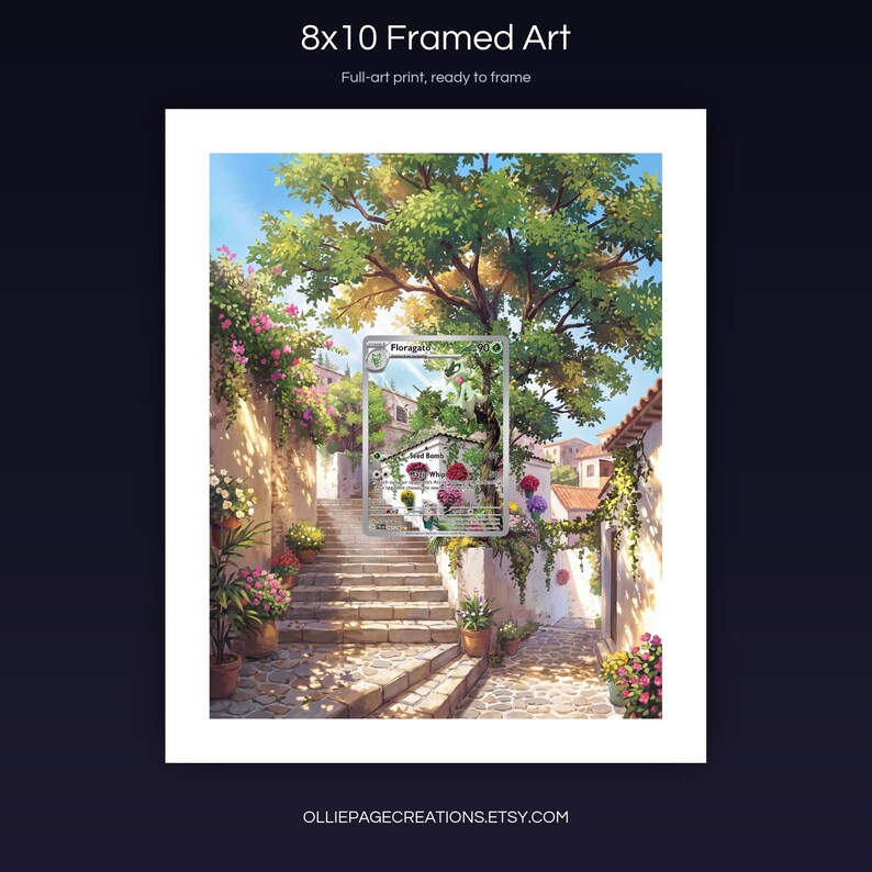 Floragato 197/193 8x10 full-art framed print, ready-to-frame extended art wall display, Paldea Evolved