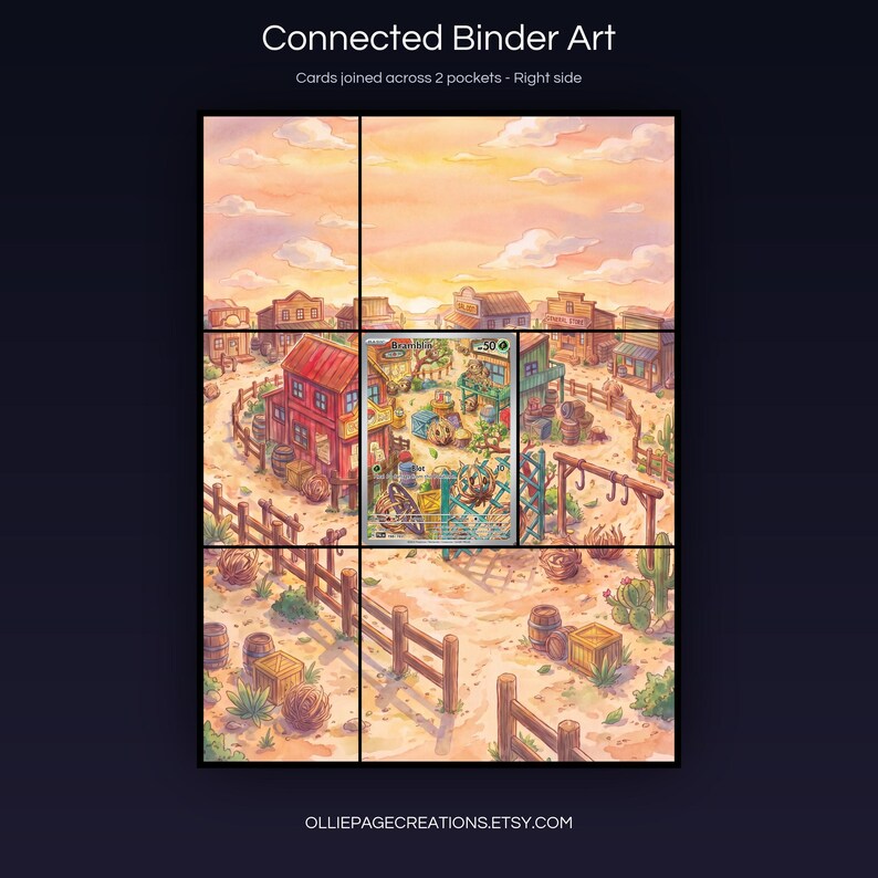 Bramblin 198/193 connected binder art joining across two pockets, right side, printable extended card display for 9-pocket binders