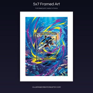 Mega Sharpedo EX 127/094 5x7 full-bleed framed art print, ready to frame, Phantasmal Flames