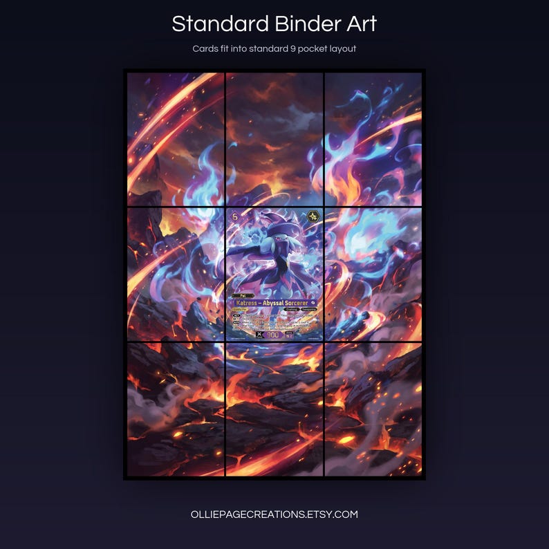Katress BP01-075-SP extended art 3x3 grid layout, full 9-pocket binder page display printable, Dawn of Palapagos collector insert