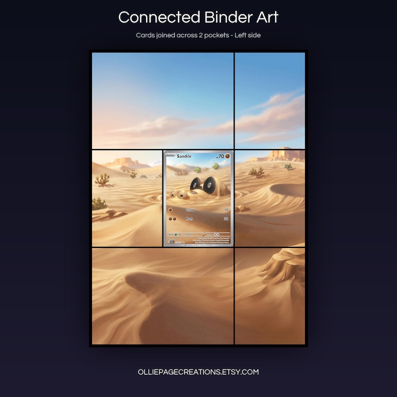 Sandile 216/198 connected binder art joining across two pockets, left side, printable extended card display for 9-pocket binders