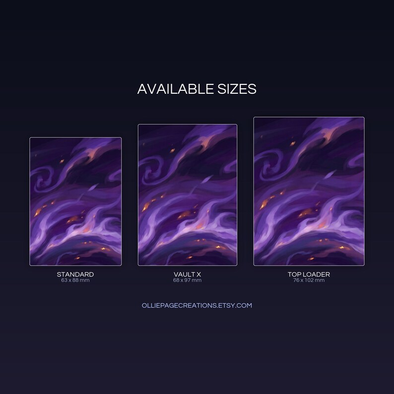 Mega Chandelure EX extended binder art size guide showing Standard, Vault X, and Top Loader printable card sleeve dimensions