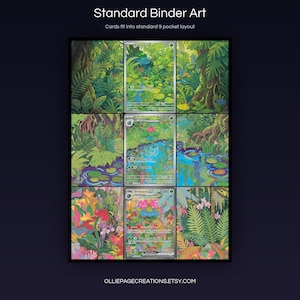 Venusaur Evolution 166 + 167 + 198 extended art 3x3 grid layout, full 9-pocket binder page display printable, S&V 151 collector insert
