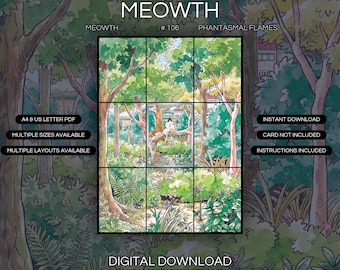 Meowth 106/094 Extended Art Print | Phantasmal Flames Binder Display (Digital Download)