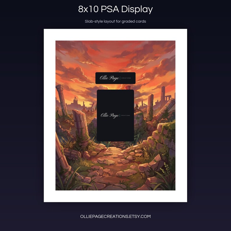 Terrakion 135/086 8x10 PSA slab-style display layout for graded card presentation, White Flare