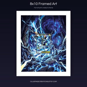 Mega Zeraora EX 114/084 8x10 full-art framed print, ready-to-frame extended art wall display, Pitch Black