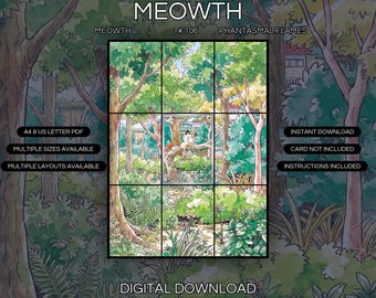 Meowth 106/094 Extended Art Print | Phantasmal Flames Binder Display (Digital Download)