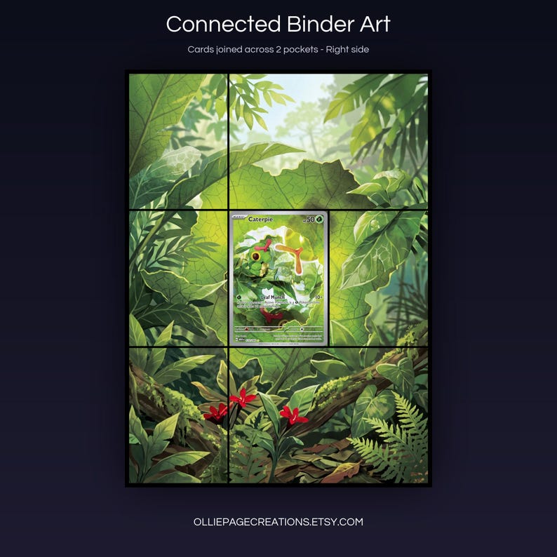 Caterpie 172/165 connected binder art joining across two pockets, right side, printable extended card display for 9-pocket binders