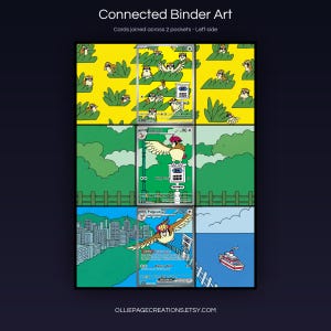 Pidgeot Evolution 207 + 208 + 225 connected binder art joining across two pockets, left side, printable extended card display for 9-pocket binders