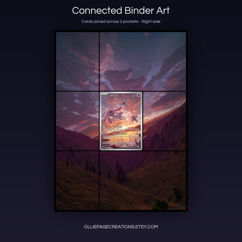 Mesprit 204/191 connected binder art joining across two pockets, right side, printable extended card display for 9-pocket binders