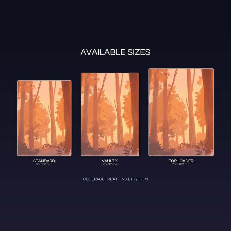 Blitzle extended binder art size guide showing Standard, Vault X, and Top Loader printable card sleeve dimensions