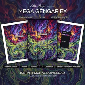 Mega Gengar EX 284/2177 Binder Art + Framable Print Bundle | Extended Art 9-Pocket Display | 8x10 5x7 4x6 | Ascended Heroes