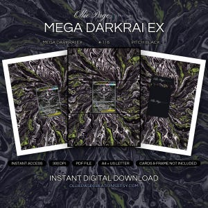 Mega Darkrai EX 116/084 Binder Art + Framable Print Bundle | Extended Art 9-Pocket Display | 8x10 5x7 4x6 | Pitch Black