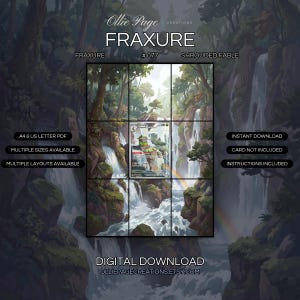 Fraxure 077/064 extended art binder page in a Lush forest waterfall landscape with cascading white water
