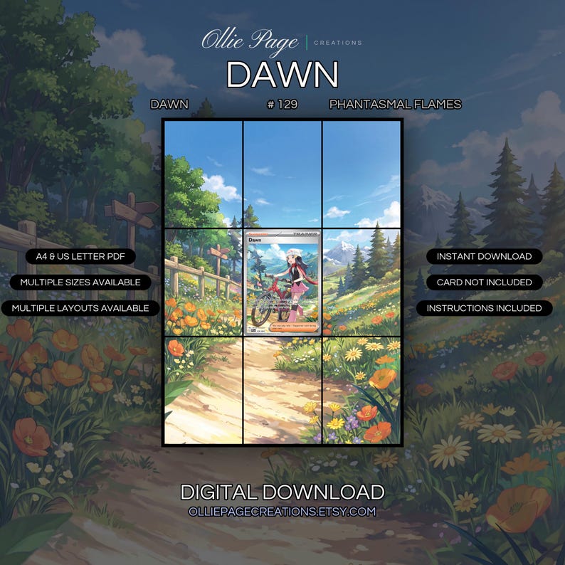 Dawn 129/094 extended art binder page in a Vibrant alpine meadow with wildflowers