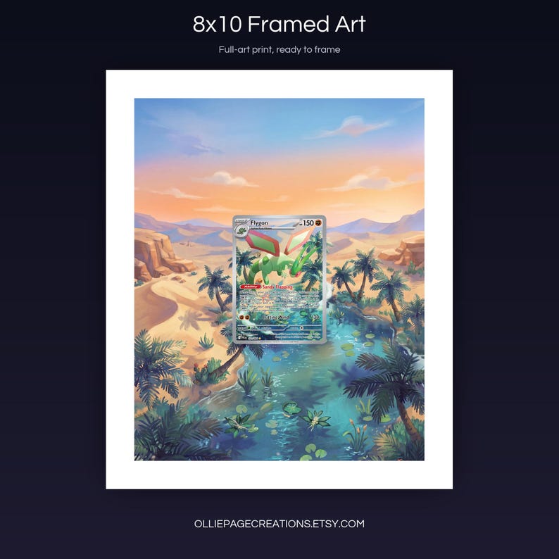 Flygon 101/094 8x10 full-art framed print, ready-to-frame extended art wall display, Phantasmal Flames