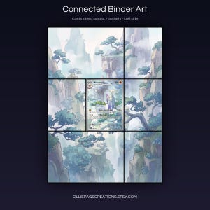 Mienshao 200/182 connected binder art joining across two pockets, left side, printable extended card display for 9-pocket binders