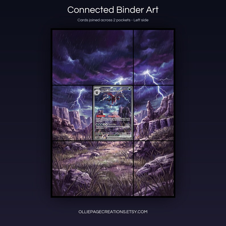 Hydreigon EX 169/086 connected binder art joining across two pockets, left side, printable extended card display for 9-pocket binders