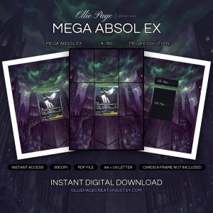 Mega Absol EX 180/132 Binder Art + Framable Print Bundle | Extended Art 9-Pocket Display | 8x10 5x7 4x6 | Mega Evolution
