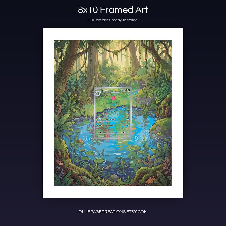 Ivysaur 167/165 8x10 full-art framed print, ready-to-frame extended art wall display, S&V 151
