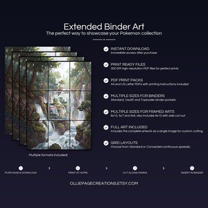 Collector bundle feature overview for Fraxure extended binder art — binder page grids plus 8x10, 5x7, 4x6 and PSA-style framed prints, 300 DPI instant digital download