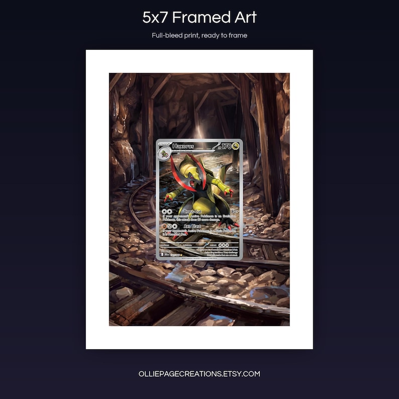 Haxorus 147/086 5x7 full-bleed framed art print, ready to frame, Black Bolt