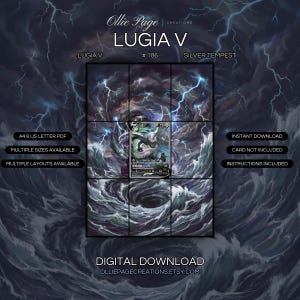 Lugia V 186/195 extended art binder page in a Dramatic storm-tossed seascape with swirling waves