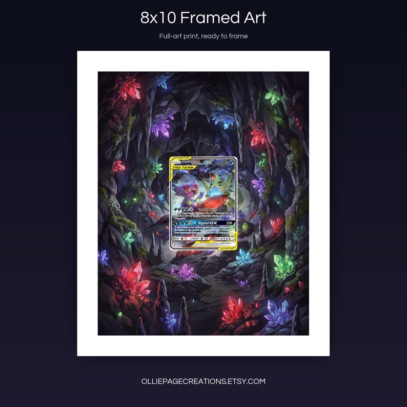 Mega Sableye & Tyranitar GX 226/236 8x10 full-art framed print, ready-to-frame extended art wall display, Unified Minds