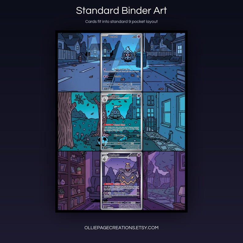 Dusknoir Evolution 068 + 069 + 070 extended art 3x3 grid layout, full 9-pocket binder page display printable, Shrouded Fable collector insert