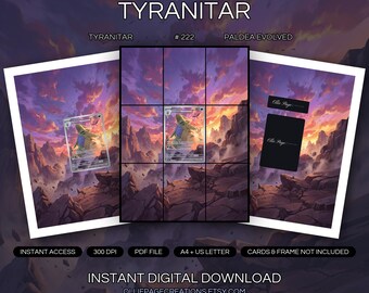 Tyranitar 222/193 Binder Art + Framable Print Bundle | Extended Art 9-Pocket Display | 8x10 5x7 4x6 | Paldea Evolved