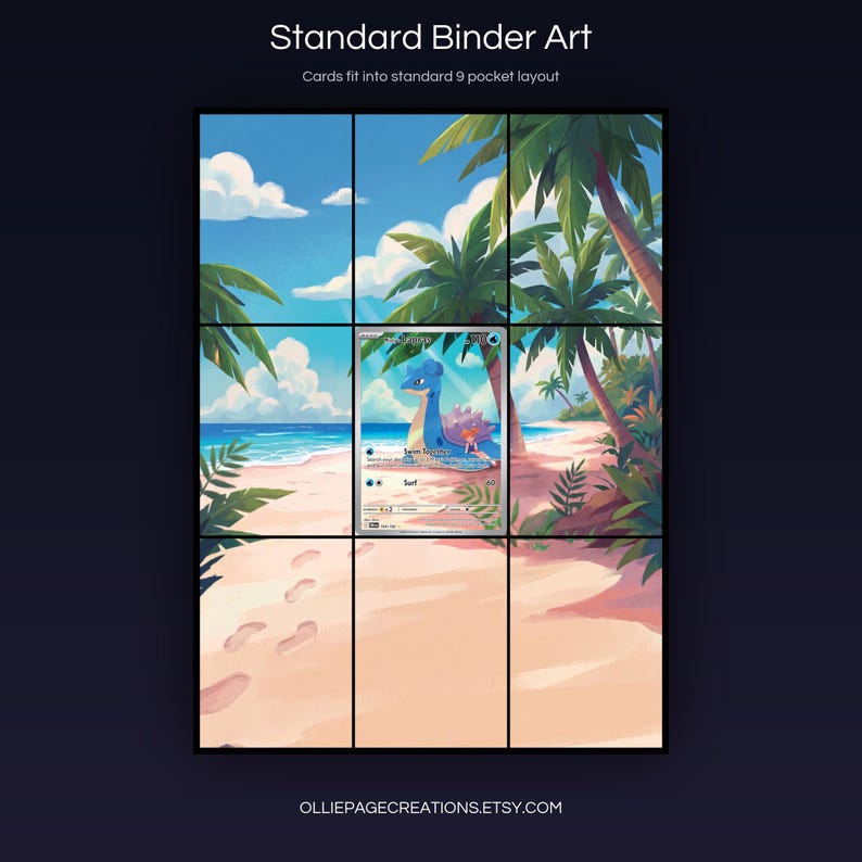 Misty's Lapras 194/182 extended art 3x3 grid layout, full 9-pocket binder page display printable, Destined Rivals collector insert