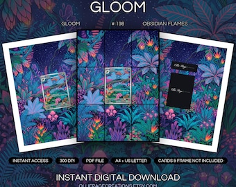 Gloom 198/197 Binder Art + Framable Print Bundle | Extended Art 9-Pocket Display | 8x10 5x7 4x6 | Obsidian Flames