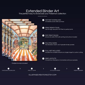 Product feature overview for Litten extended binder art — 300 DPI print-ready files, multiple sizes and grid layouts, instant digital download
