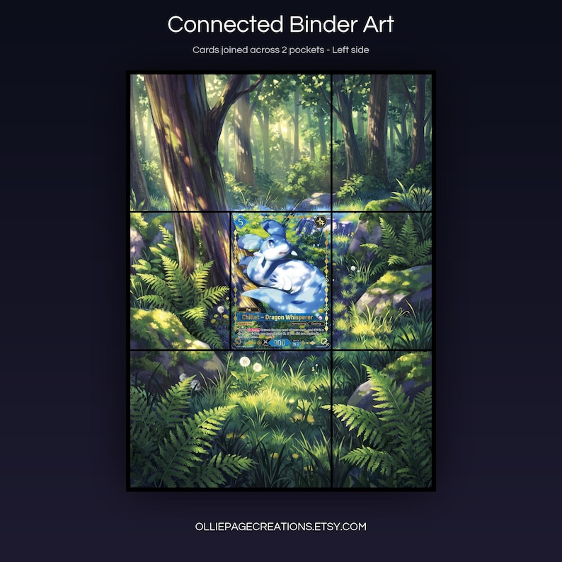 Chillet BP01-025-SSP connected binder art joining across two pockets, left side, printable extended card display for 9-pocket binders