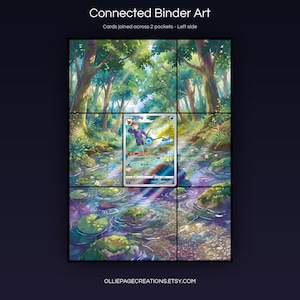 Vaporeon 003/008 connected binder art joining across two pockets, left side, printable extended card display for 9-pocket binders