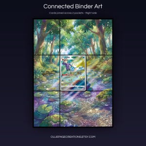 Vaporeon 003/008 connected binder art joining across two pockets, right side, printable extended card display for 9-pocket binders