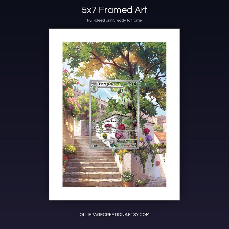 Floragato 197/193 5x7 full-bleed framed art print, ready to frame, Paldea Evolved