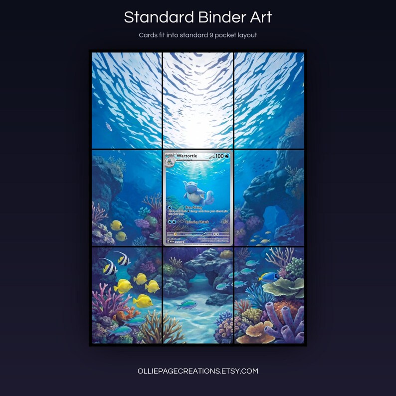 Wartortle 171/165 extended art 3x3 grid layout, full 9-pocket binder page display printable, S&V 151 collector insert