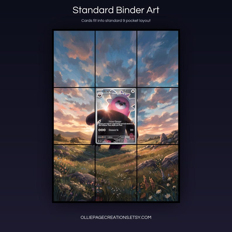 Bewear 079/064 extended art 3x3 grid layout, full 9-pocket binder page display printable, Shrouded Fable collector insert