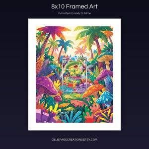 Ludicolo 095/094 8x10 full-art framed print, ready-to-frame extended art wall display, Phantasmal Flames