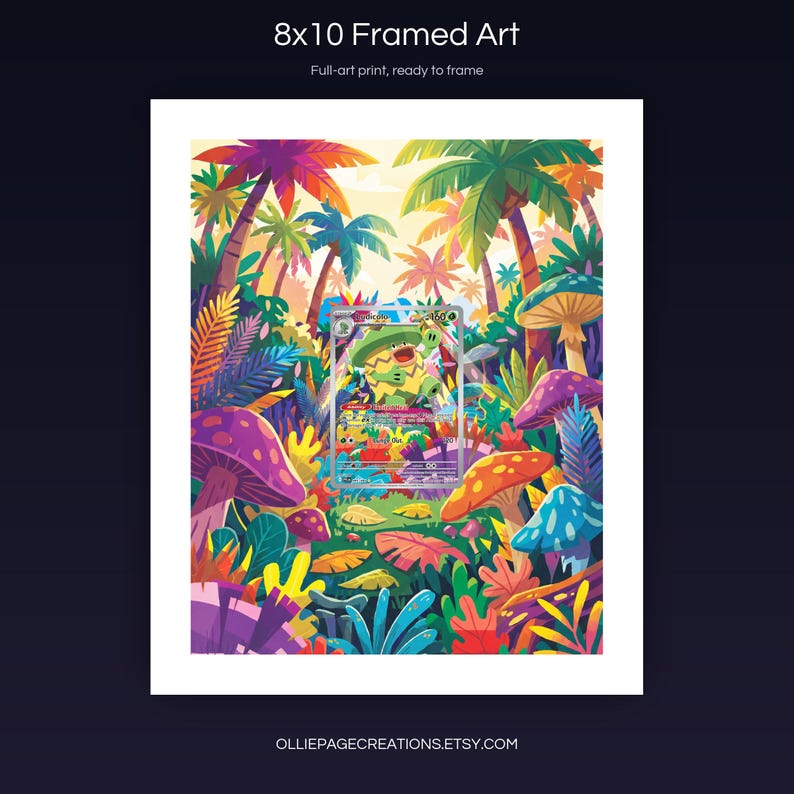 Ludicolo 095/094 8x10 full-art framed print, ready-to-frame extended art wall display, Phantasmal Flames