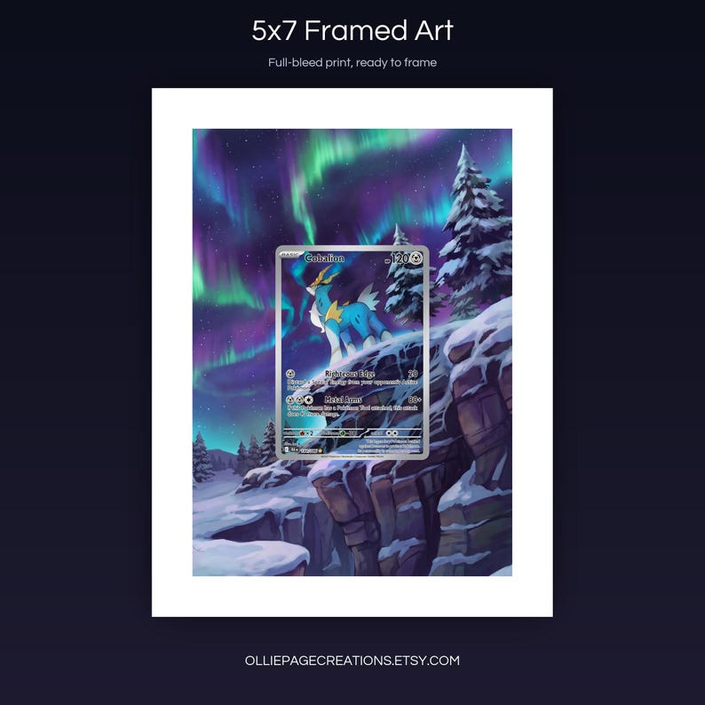 Cobalion 144/086 5x7 full-bleed framed art print, ready to frame, Black Bolt