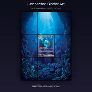 Blastoise EX 200/165 connected binder art joining across two pockets, right side, printable extended card display for 9-pocket binders